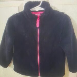 Kids Fleece Jacket - Black with Pink Accents